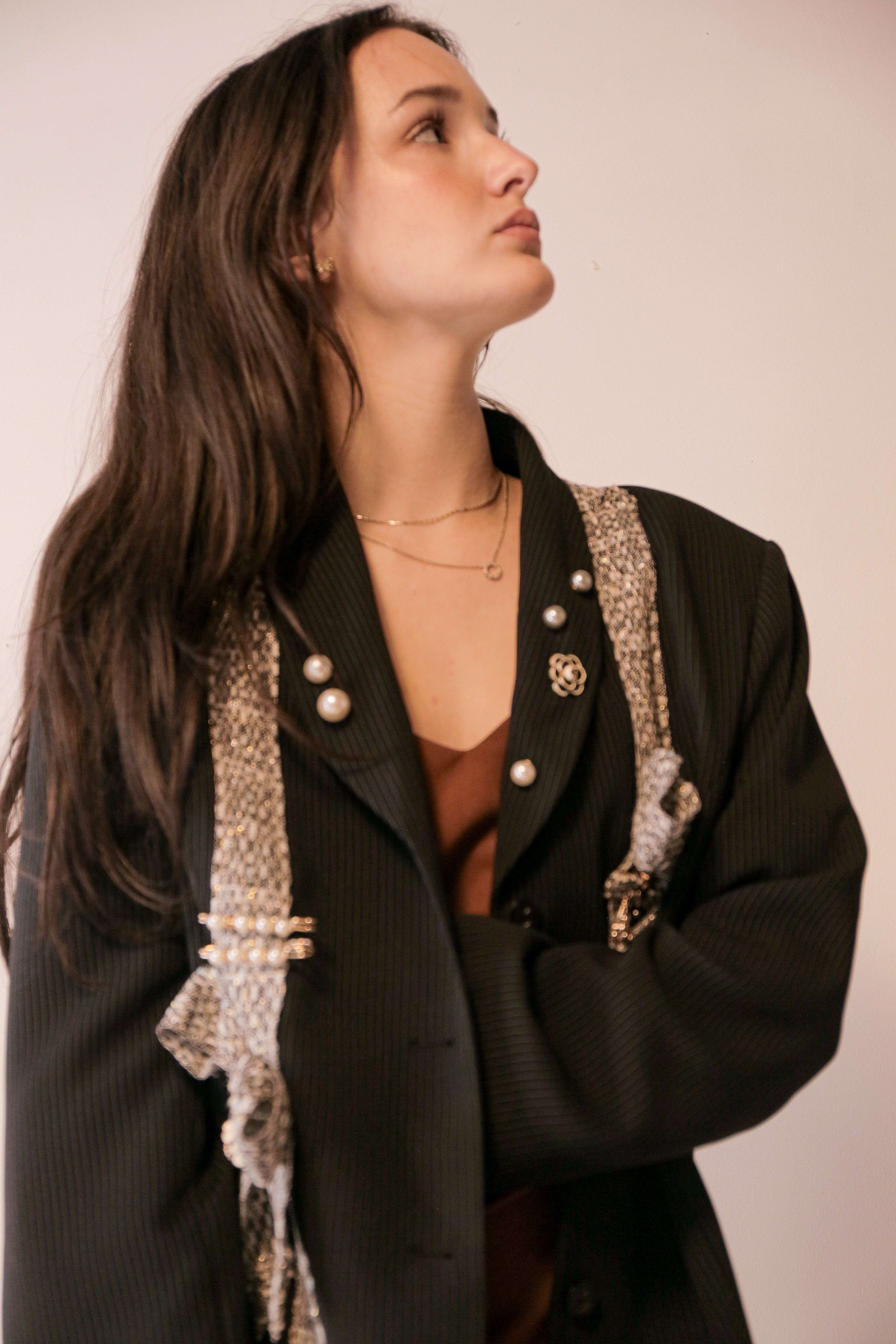 OOAK Blazer Embellished with Tweed Ribbon