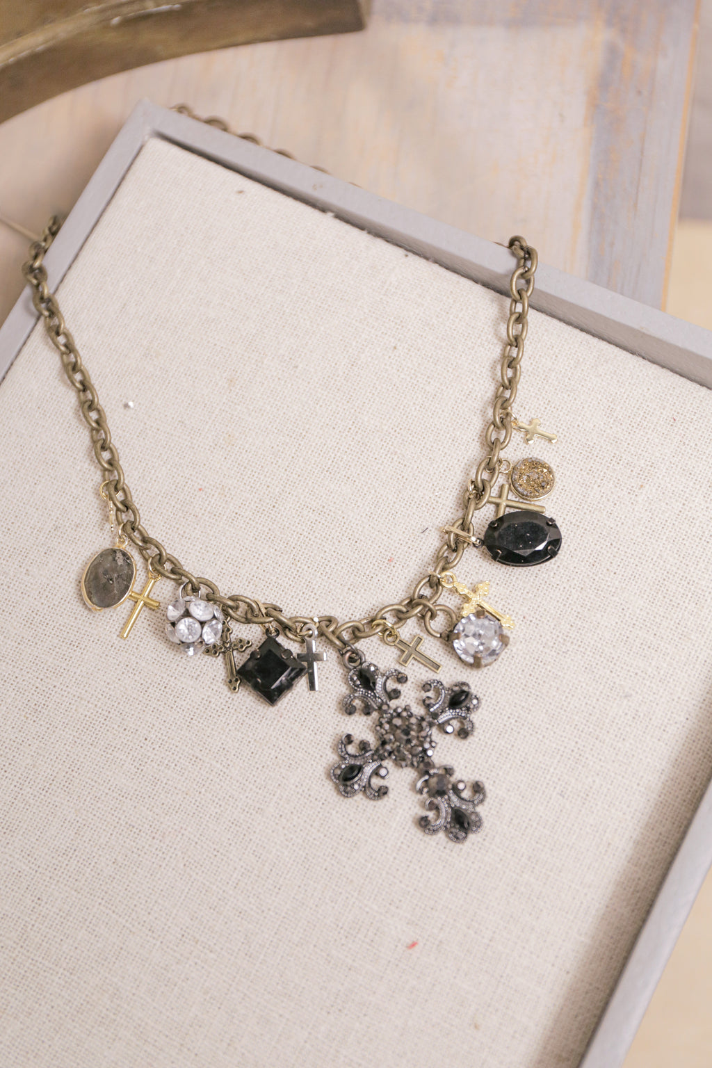 Vintage cross and Charm Necklace | One-of-a-Kind