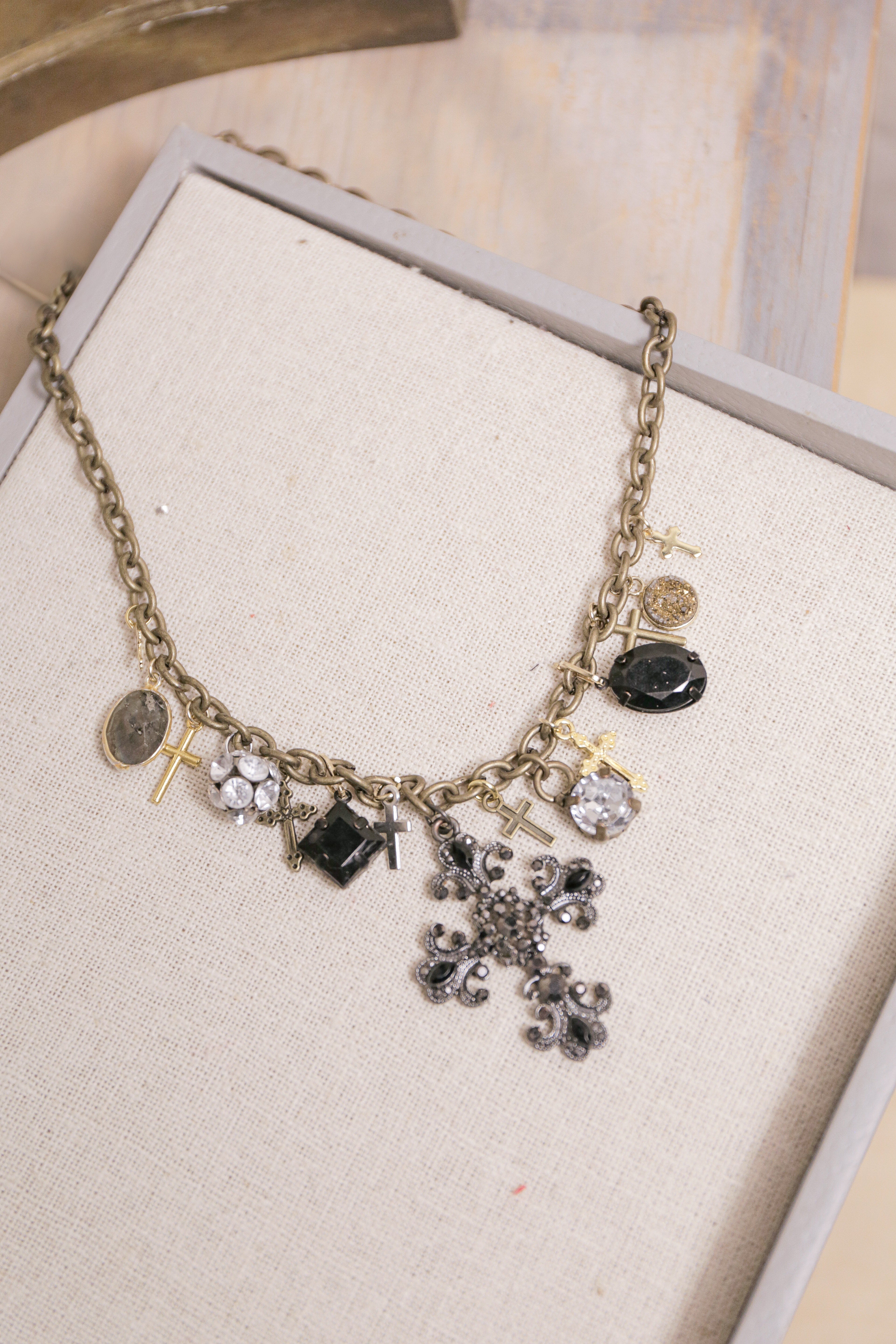 Vintage cross and Charm Necklace | One-of-a-Kind