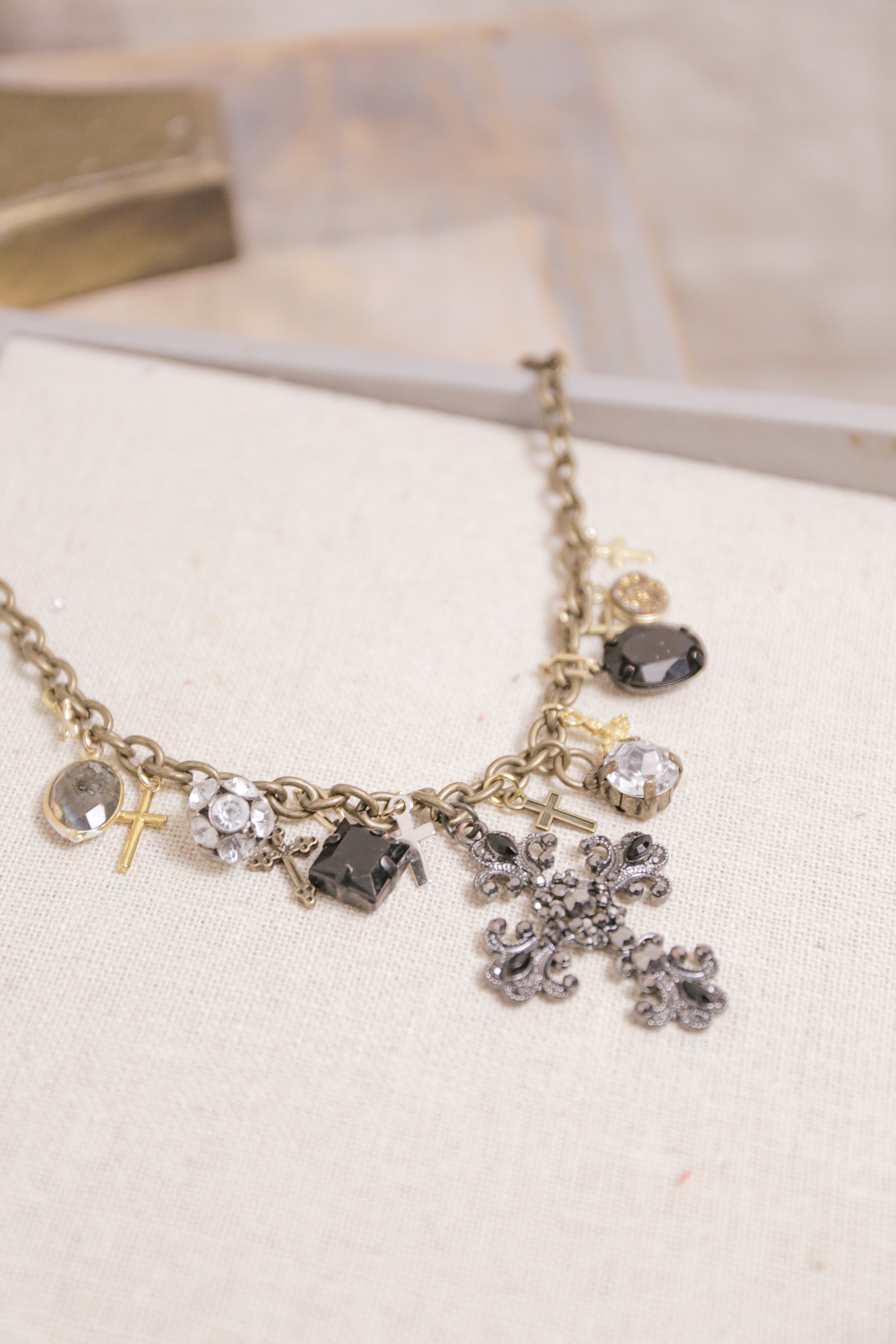 Vintage cross and Charm Necklace | One-of-a-Kind