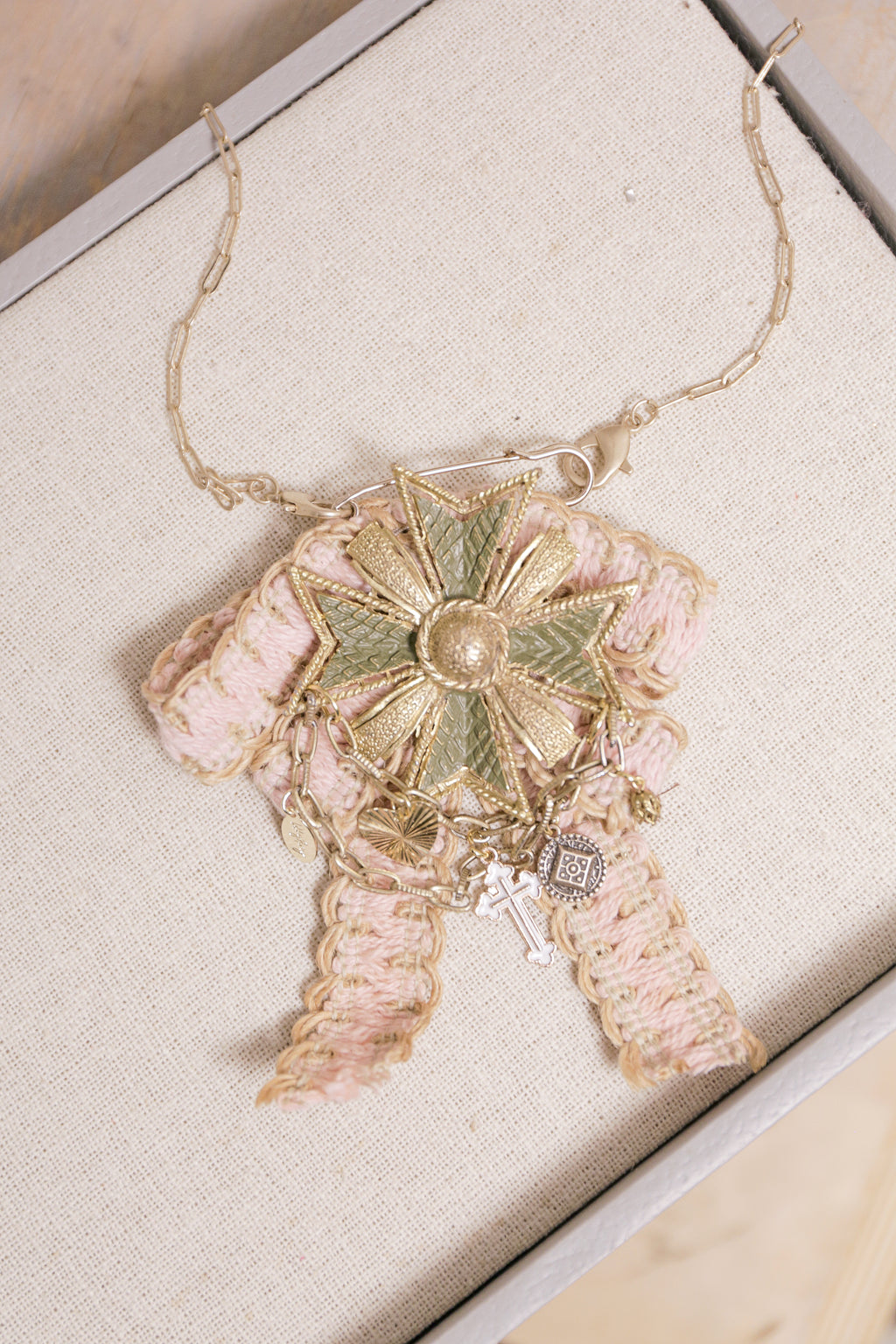 Just Peachy Brooch Necklace | One-of-a-Kind