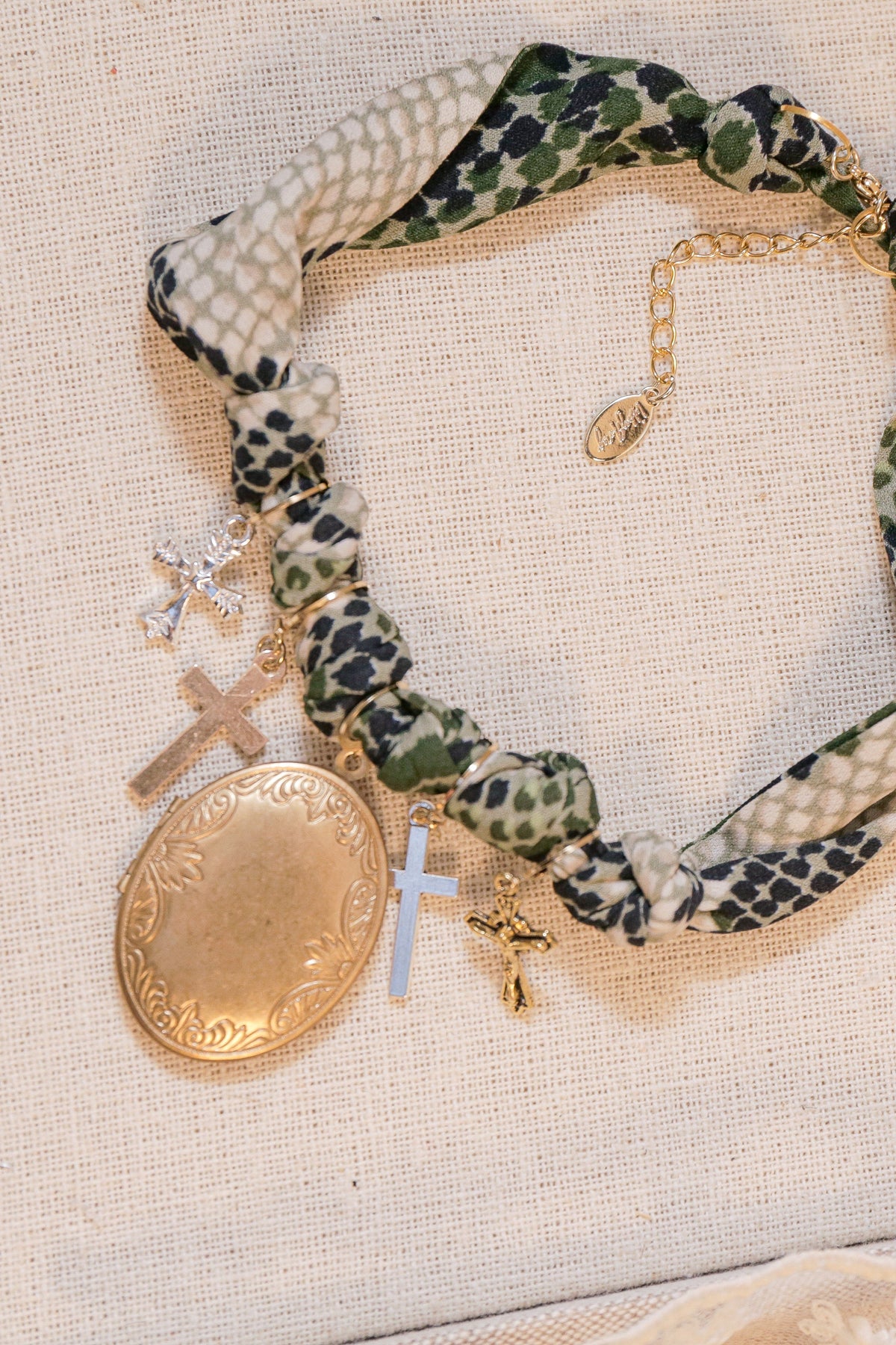 Cloth Locket Locket & Cross Fabric Necklace | One-of-a-Kind – Libby Story