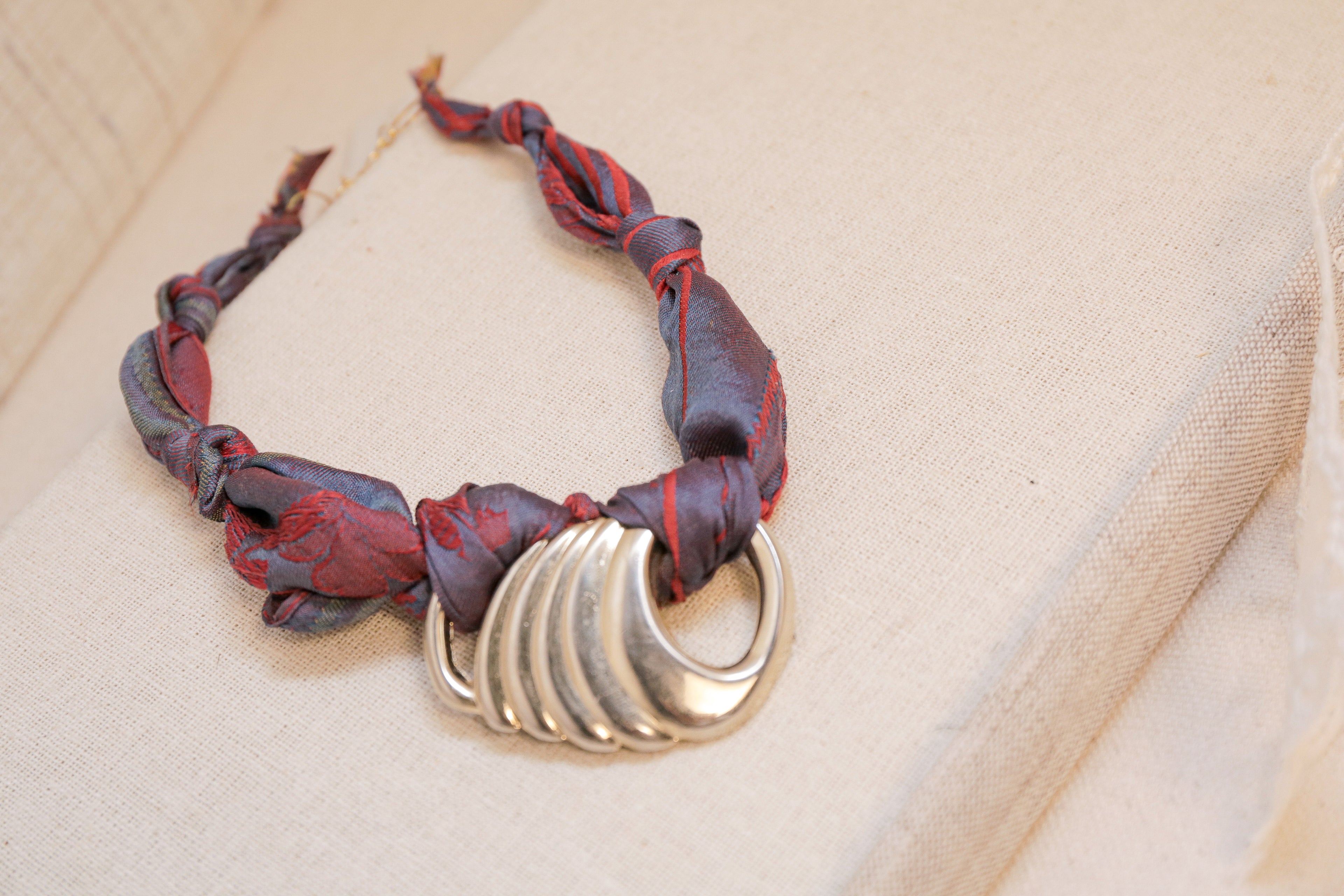 Vintage Silk Scarf & Charm Necklace | One-of-a-Kind