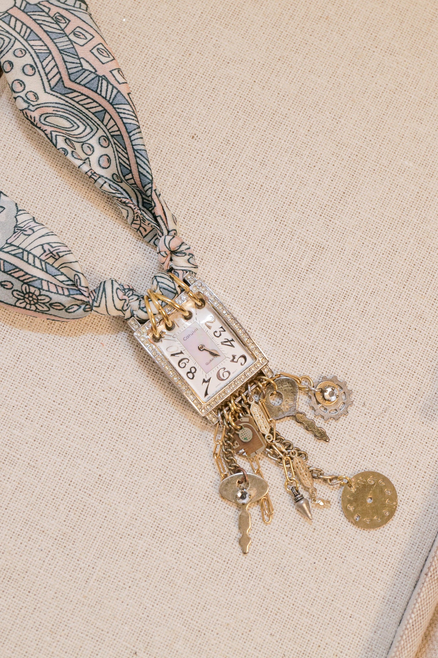 Vintage Watch Fabric Necklace | One-of-a-Kind