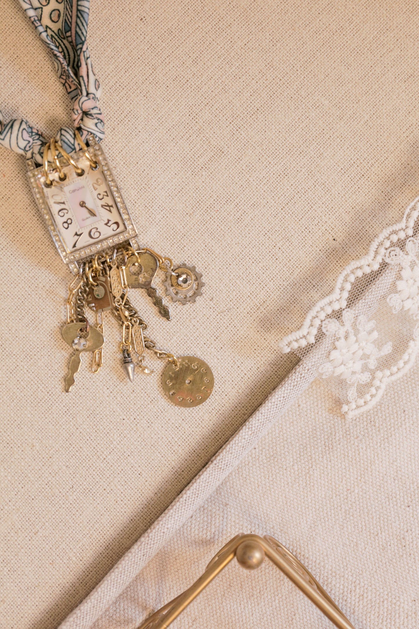 Vintage Watch Fabric Necklace | One-of-a-Kind