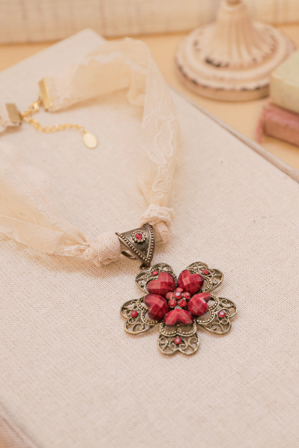 The Red Flower Lace Necklace | One-of-a-Kind