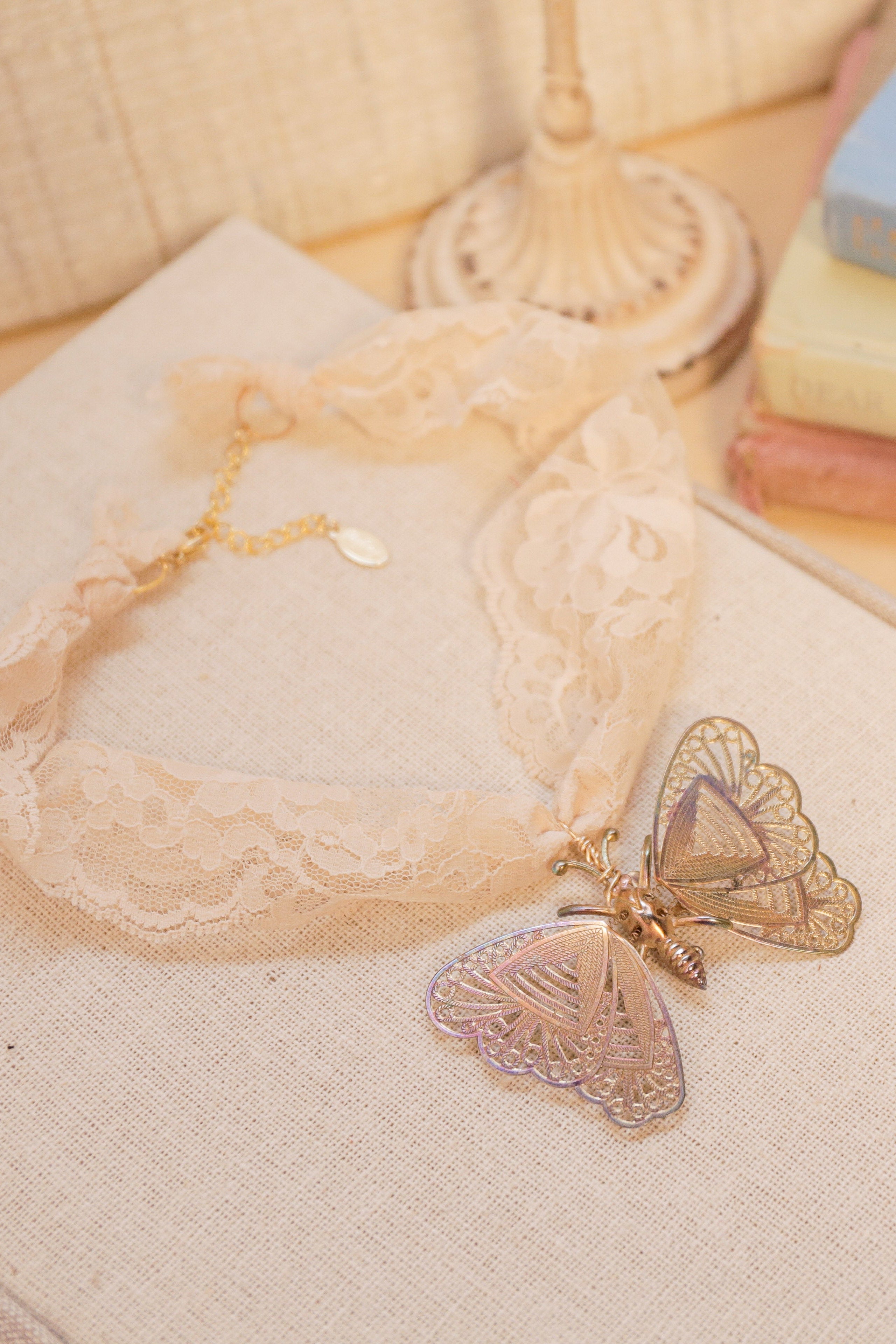 Butterfly Fly Away Fabric Necklace | One-of-a-Kind