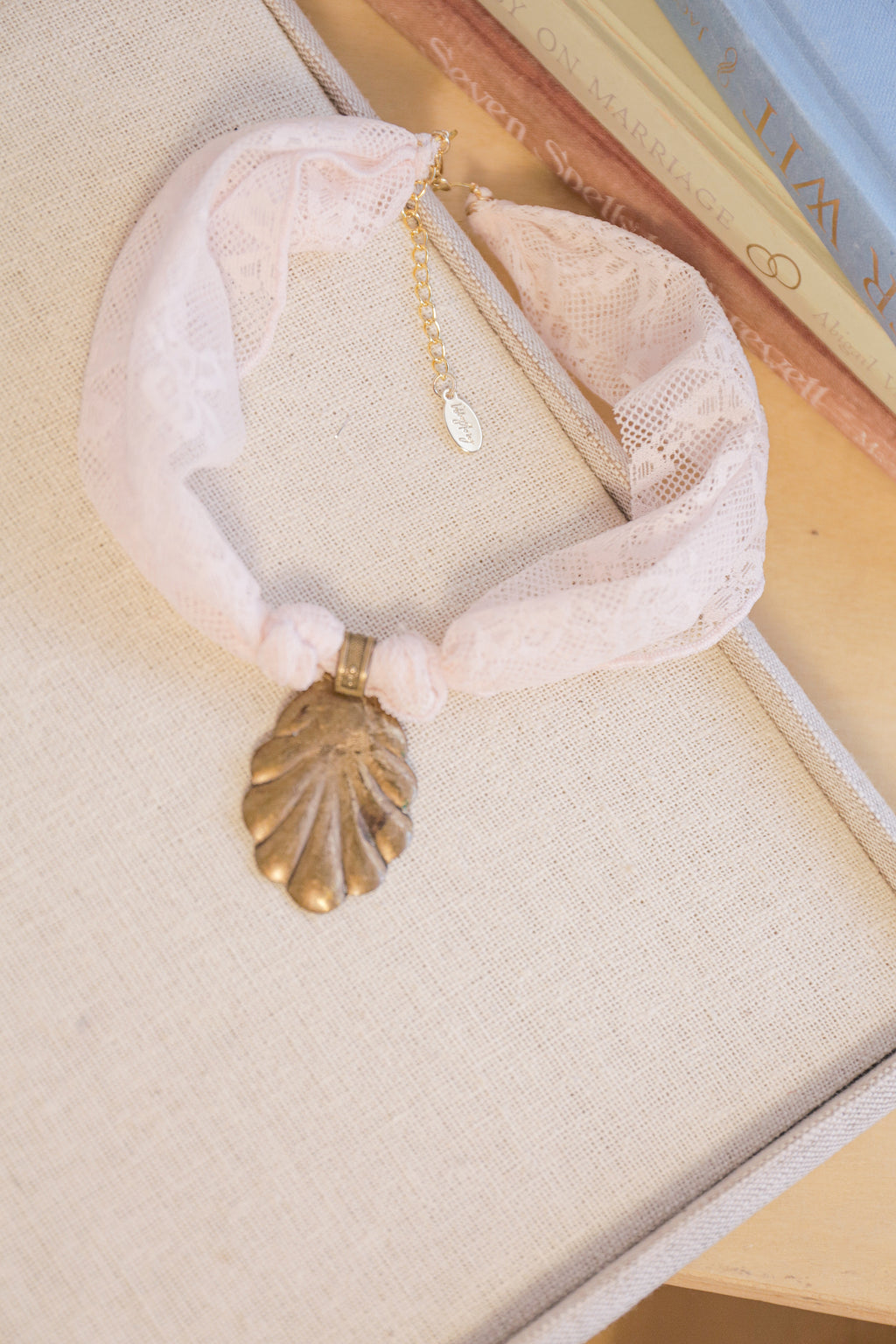 Seashell Spoon Fabric Necklace | One-of-a-Kind