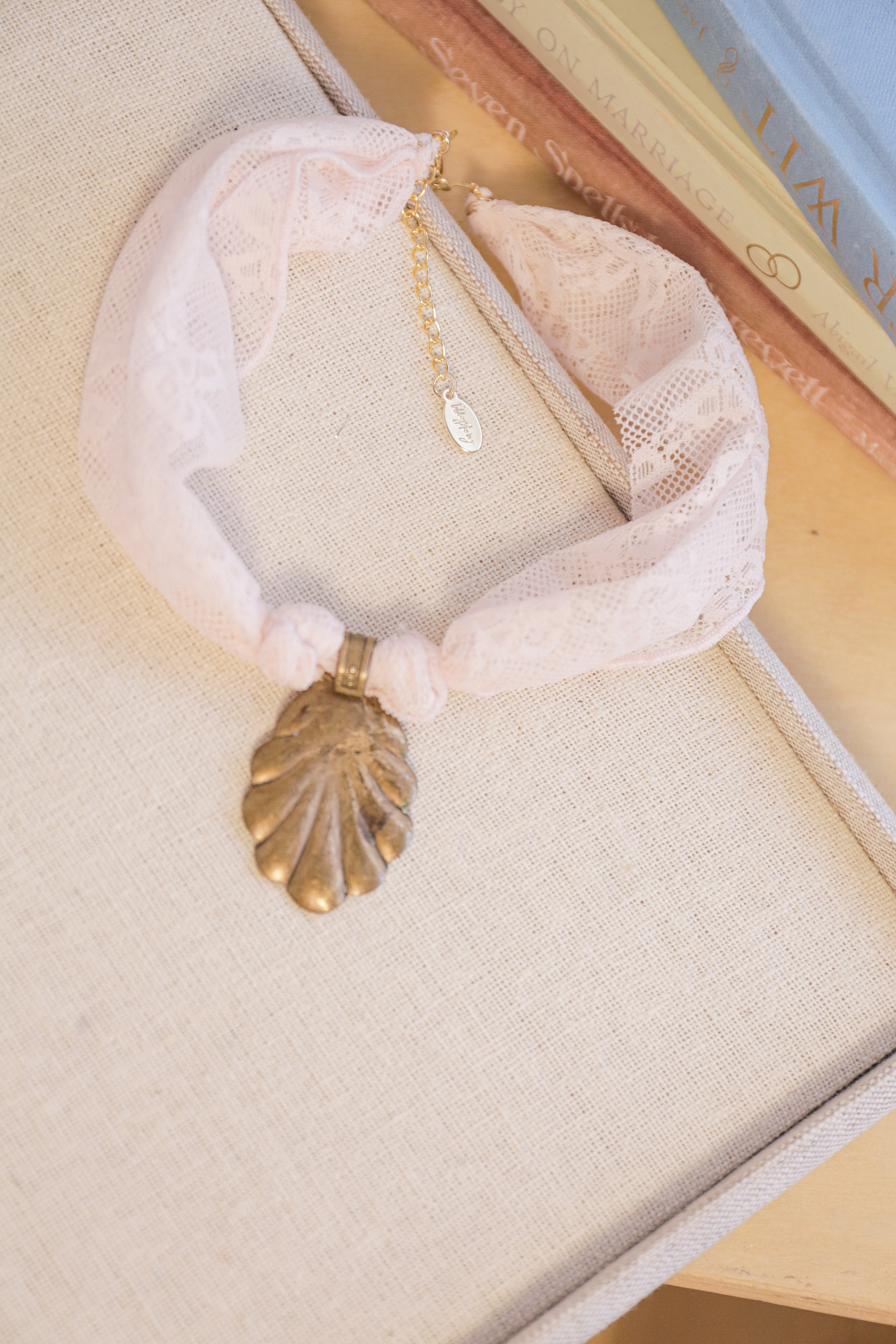 Seashell Spoon Fabric Necklace | One-of-a-Kind