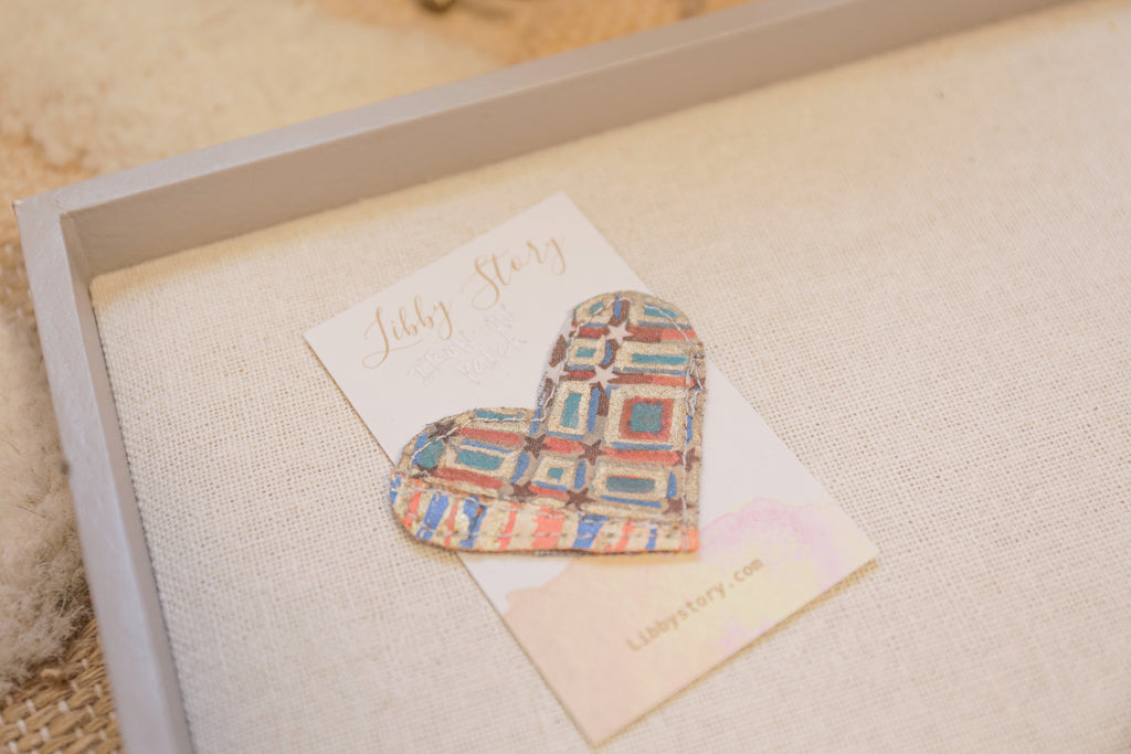 OOAK Libby Story Small Hand-painted Heart Iron-on Patch