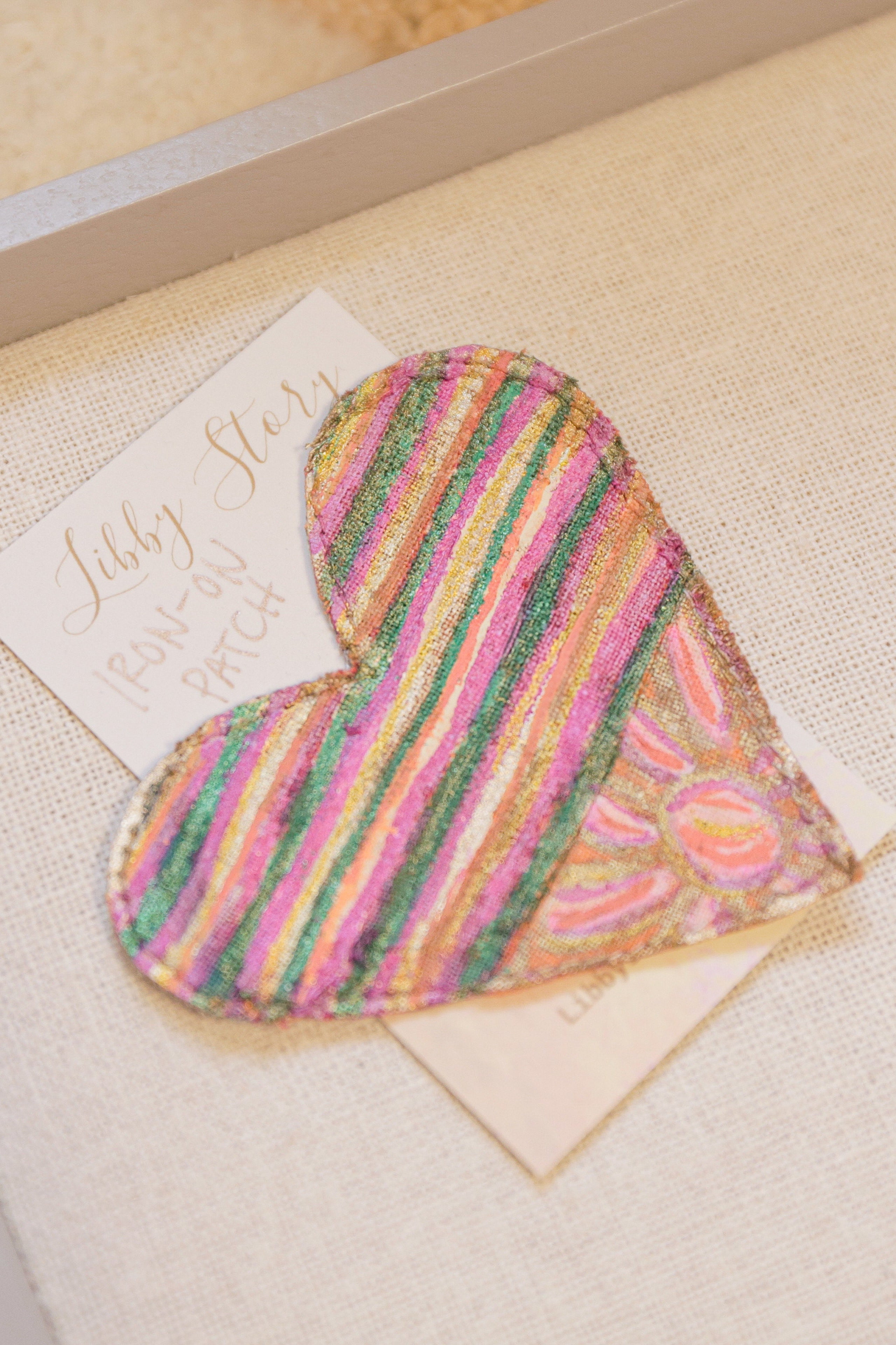 OOAK Medium Hand-painted Heart iron-on patch