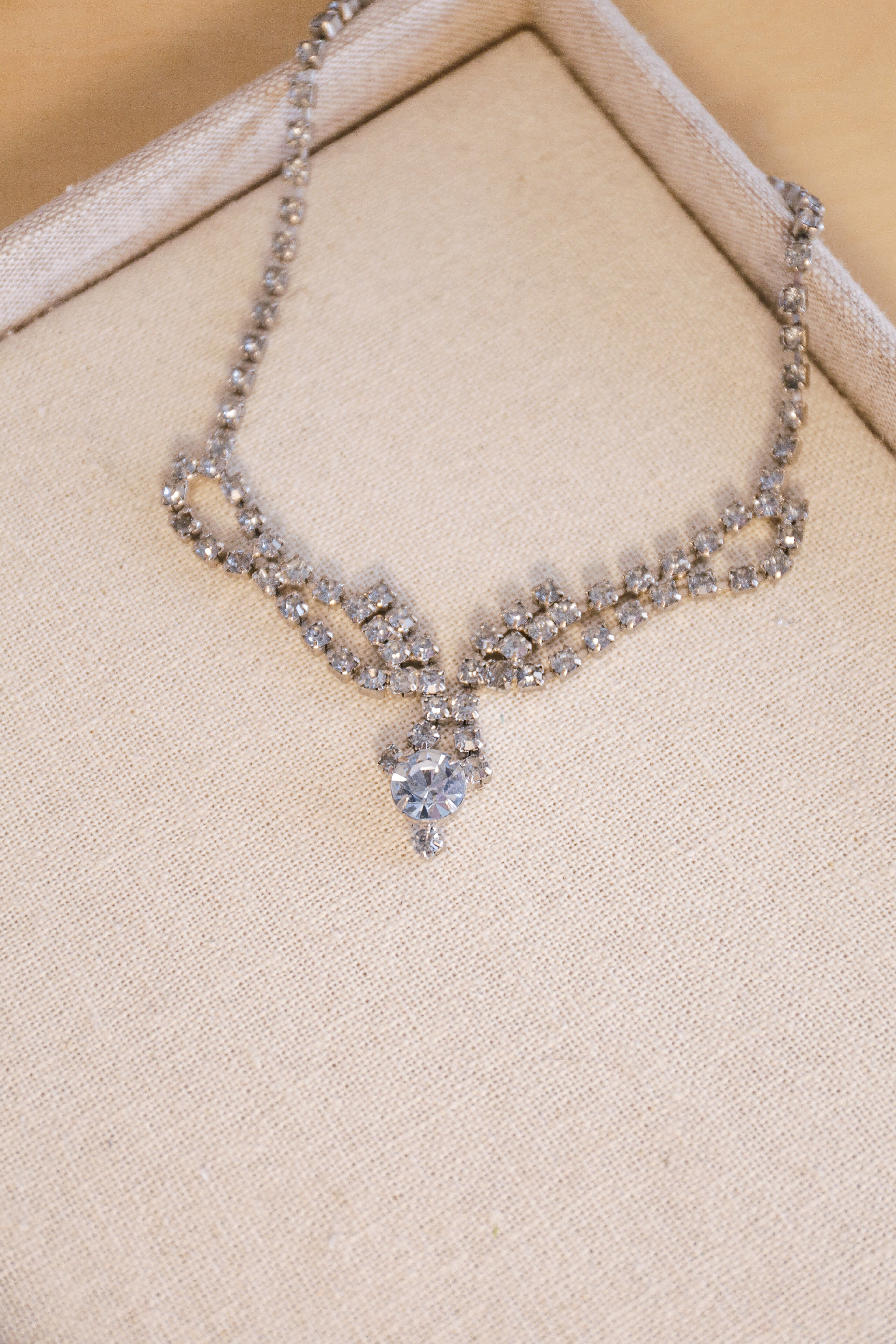 Vintage Light Blue Rhinestone Necklace | One-of-a-Kind
