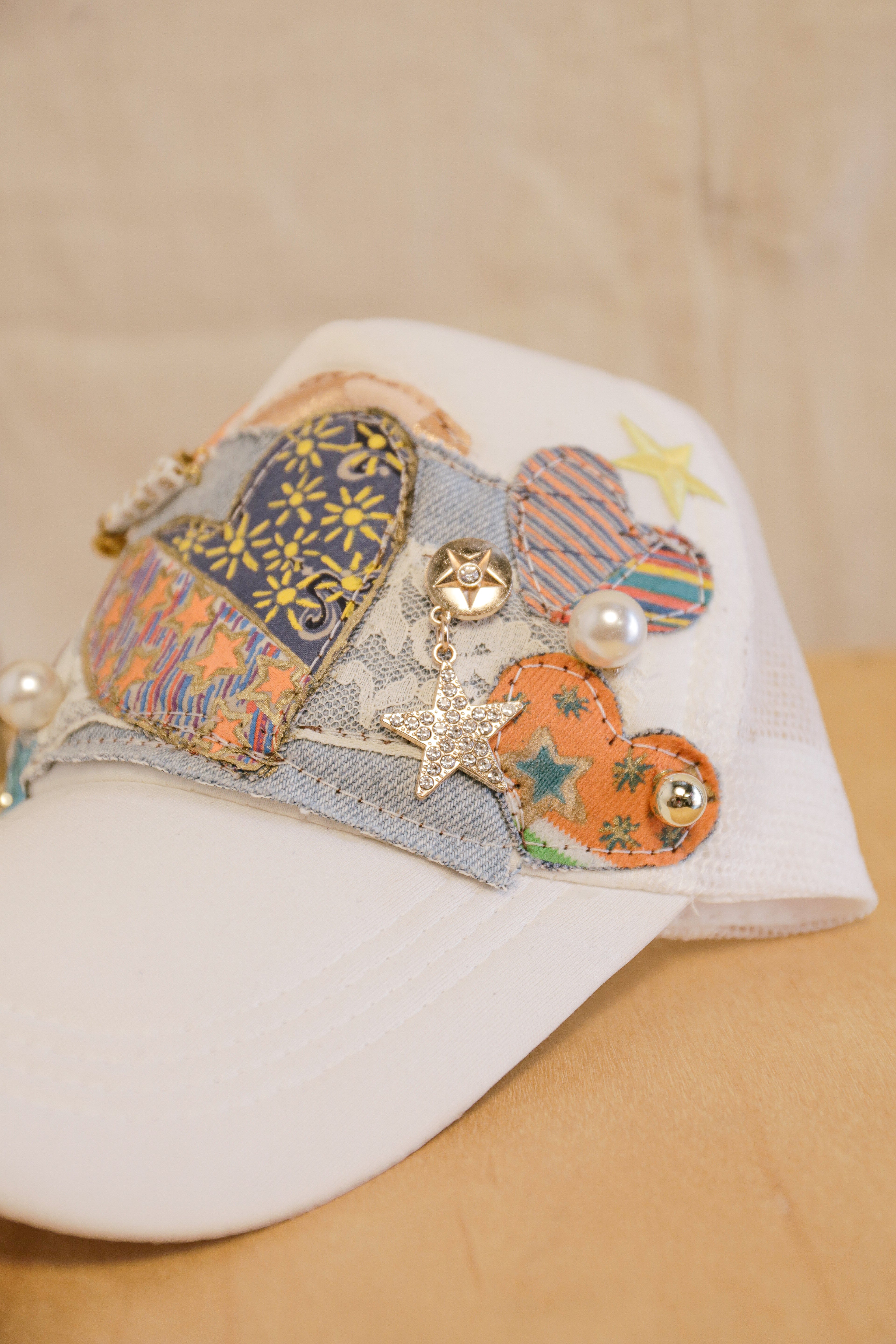 Multi Heart Patch & Charms Trucker Hat | One-of-a-Kind