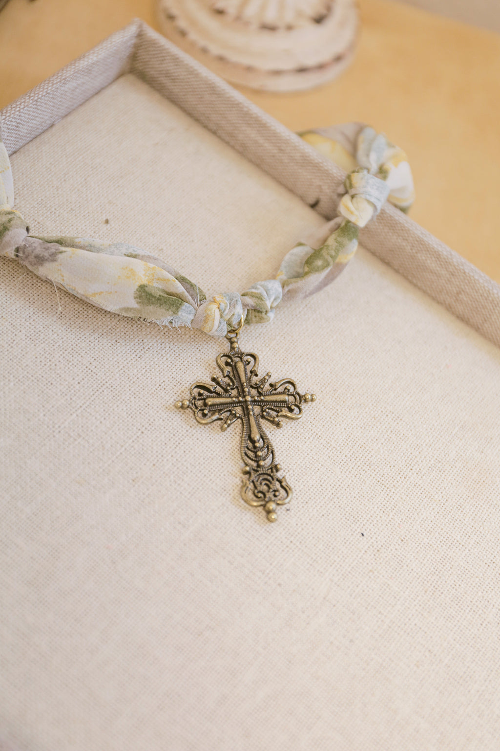 Florence Chiffon Fabric and Large Cross Necklace