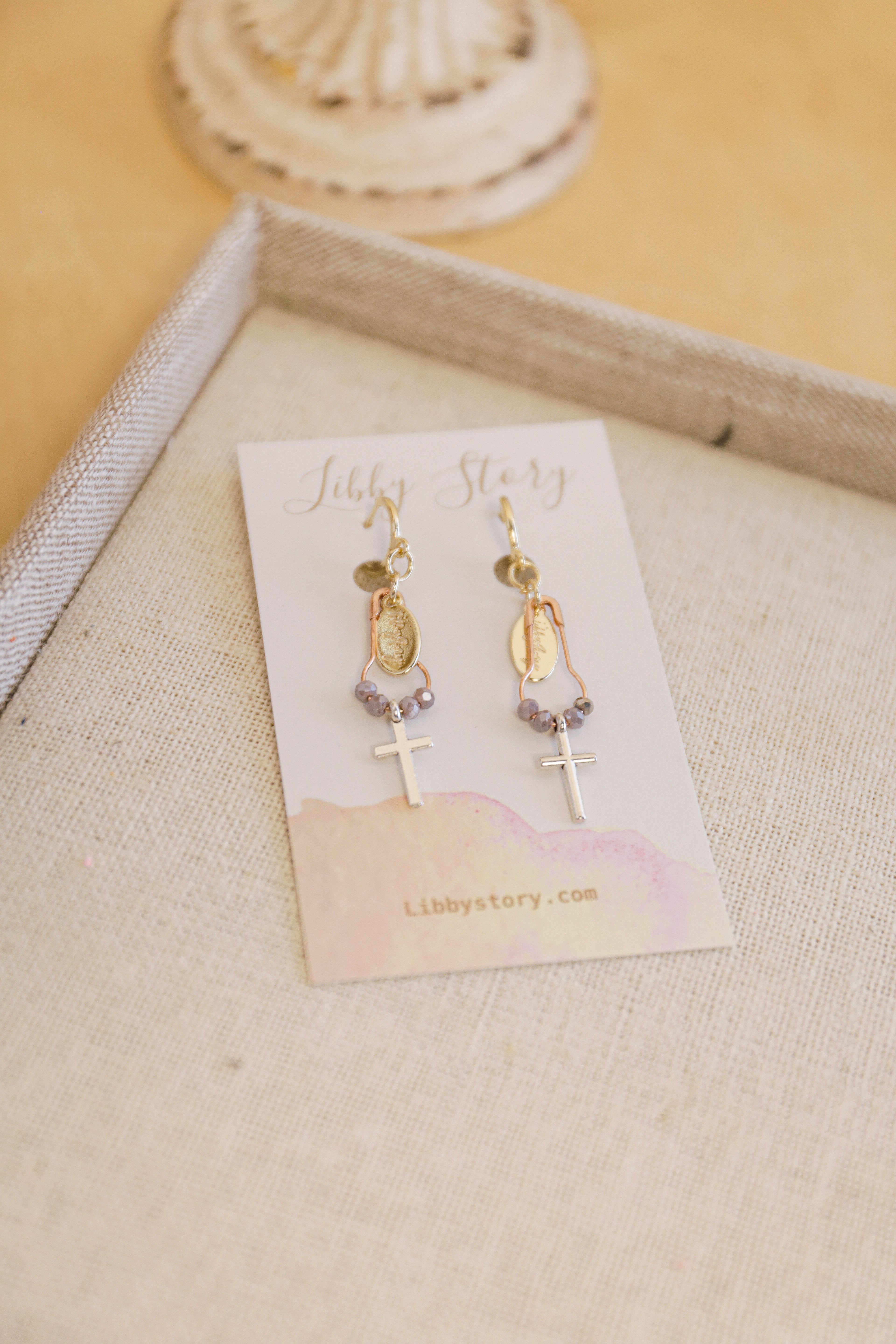 Safety Cross Dangle Earrings