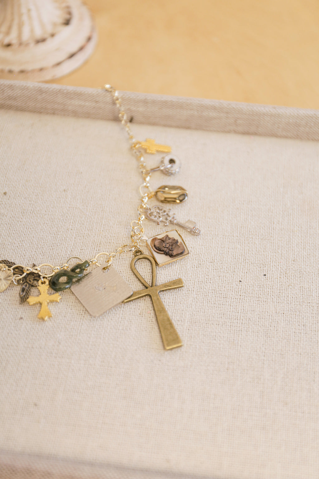 Everly Cross and Vintage Charm Necklace