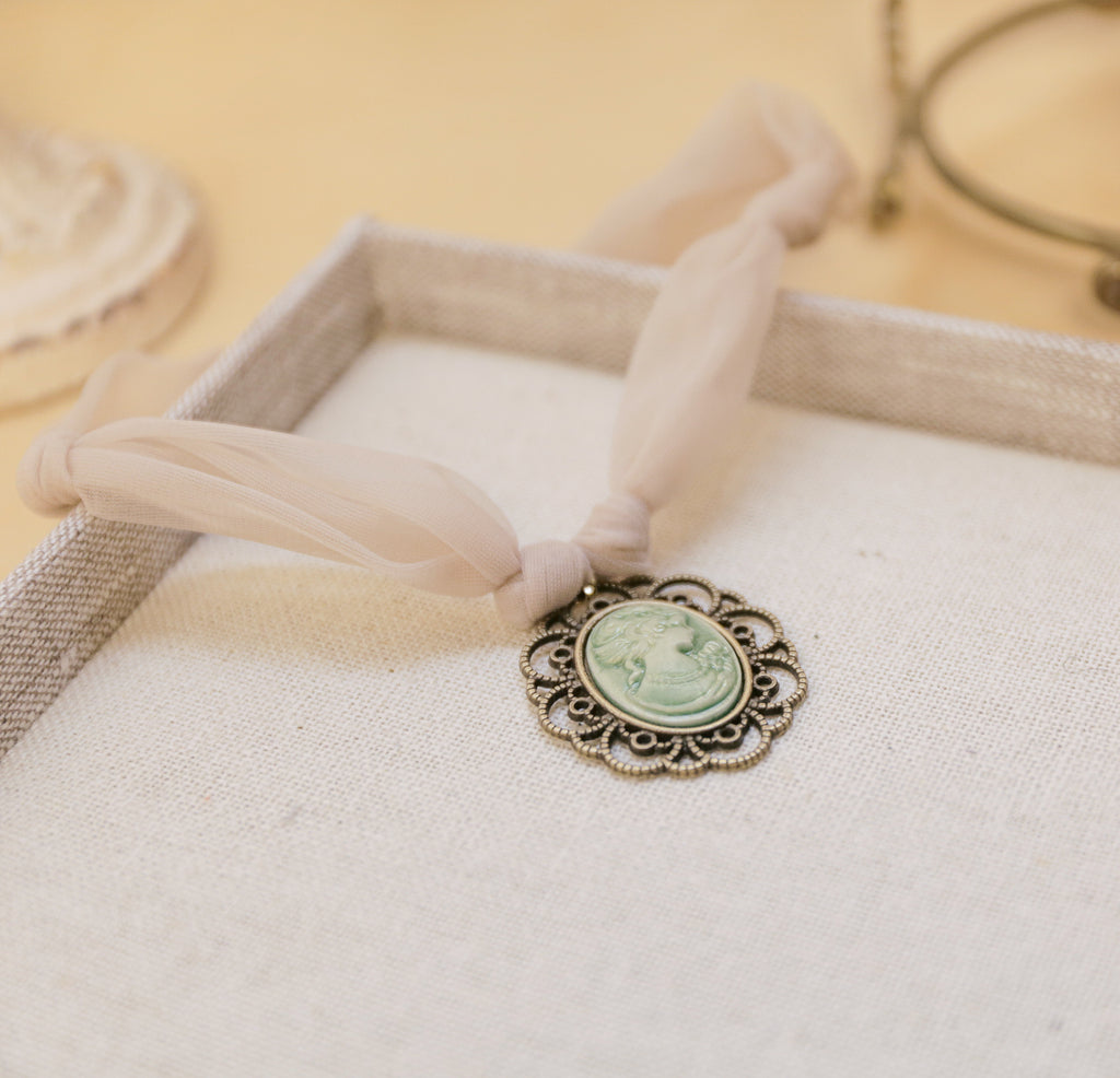 Victoria Handmade Fabric Pendant Necklace