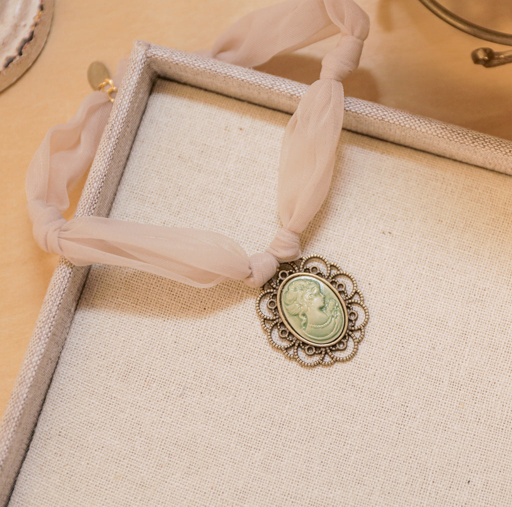 Victoria Handmade Fabric Pendant Necklace