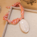 Seaside Natural Shell Pendant Fabric Necklace