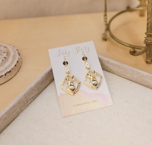 White Rabbit Dangle Earrings