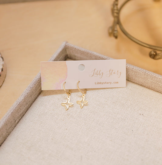 Dainty Cross Gold Earrings