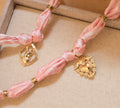 Satin Scarf Pendant Necklace with Beaded Knots