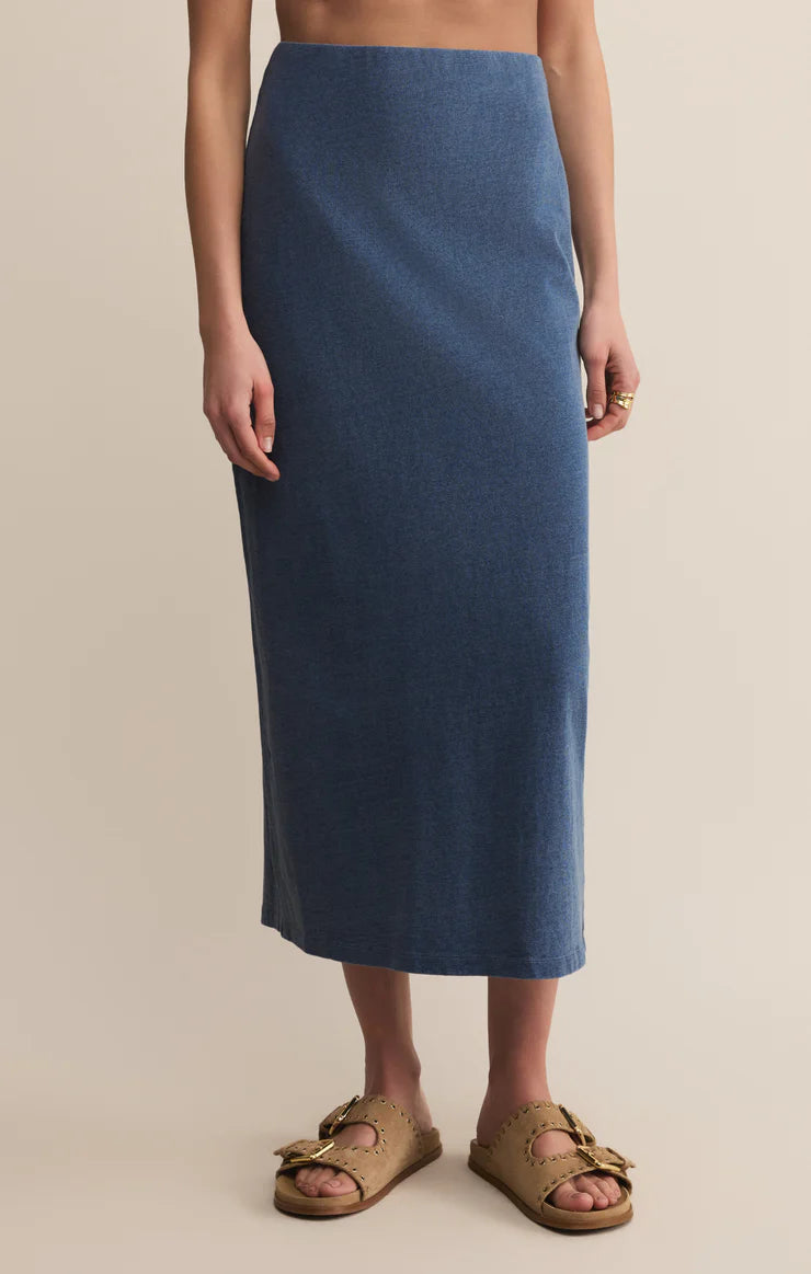 Z Supply Gail Jersey Denim Midi Skirt