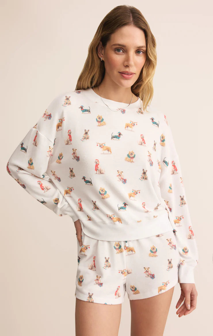 Z Supply Cozy Christmas Pup LS Top