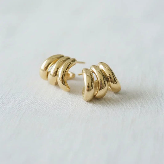 Gold-Toned Abstract Geometric Stud Earrings