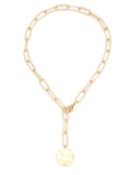 Zenzii Gold Paper Clip & Coin Medallion Necklace