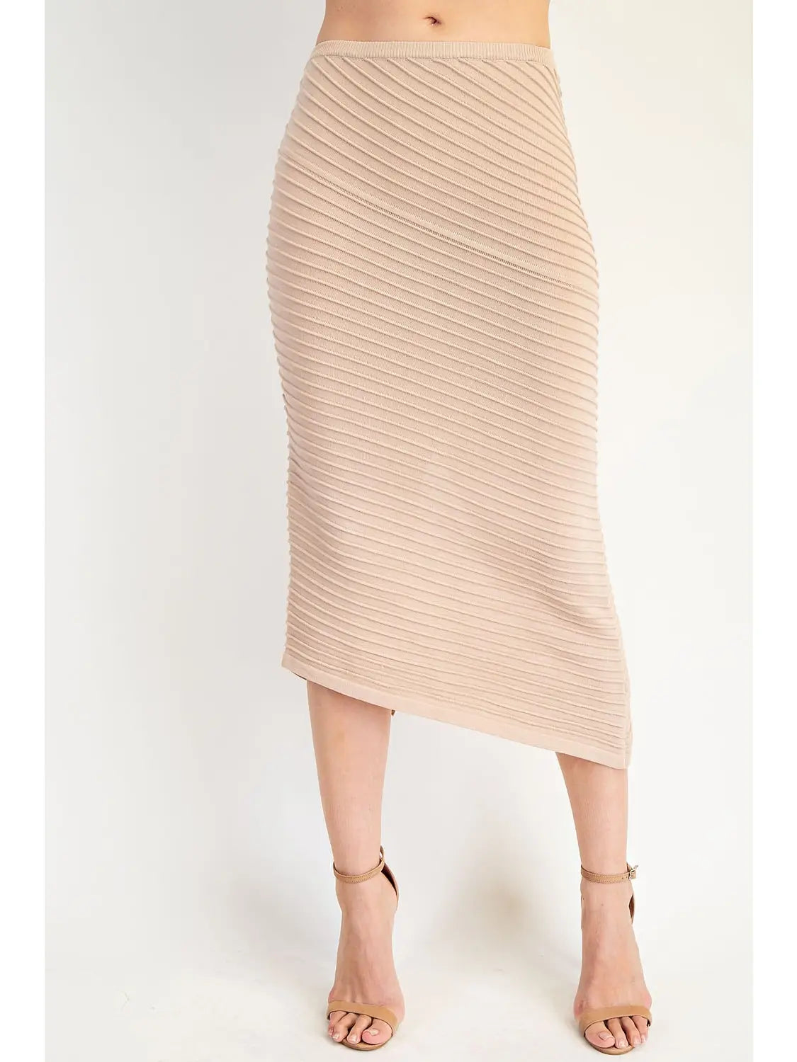 Asymmetric Hem Sweater Midi Skirt