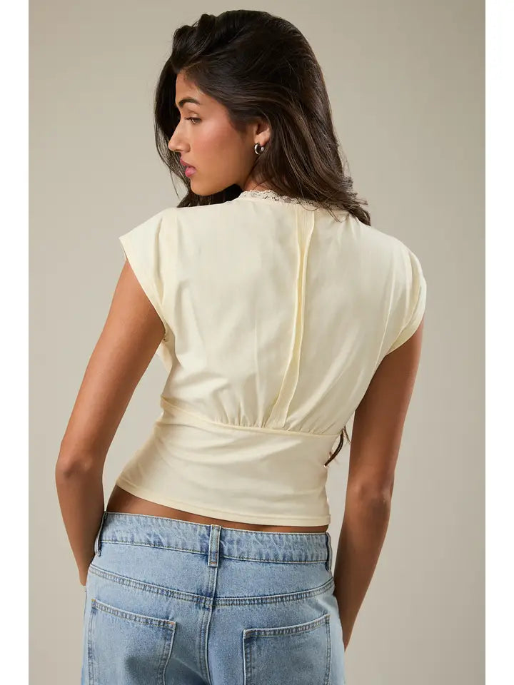 V-Neckline Top with Smocked Back Detail