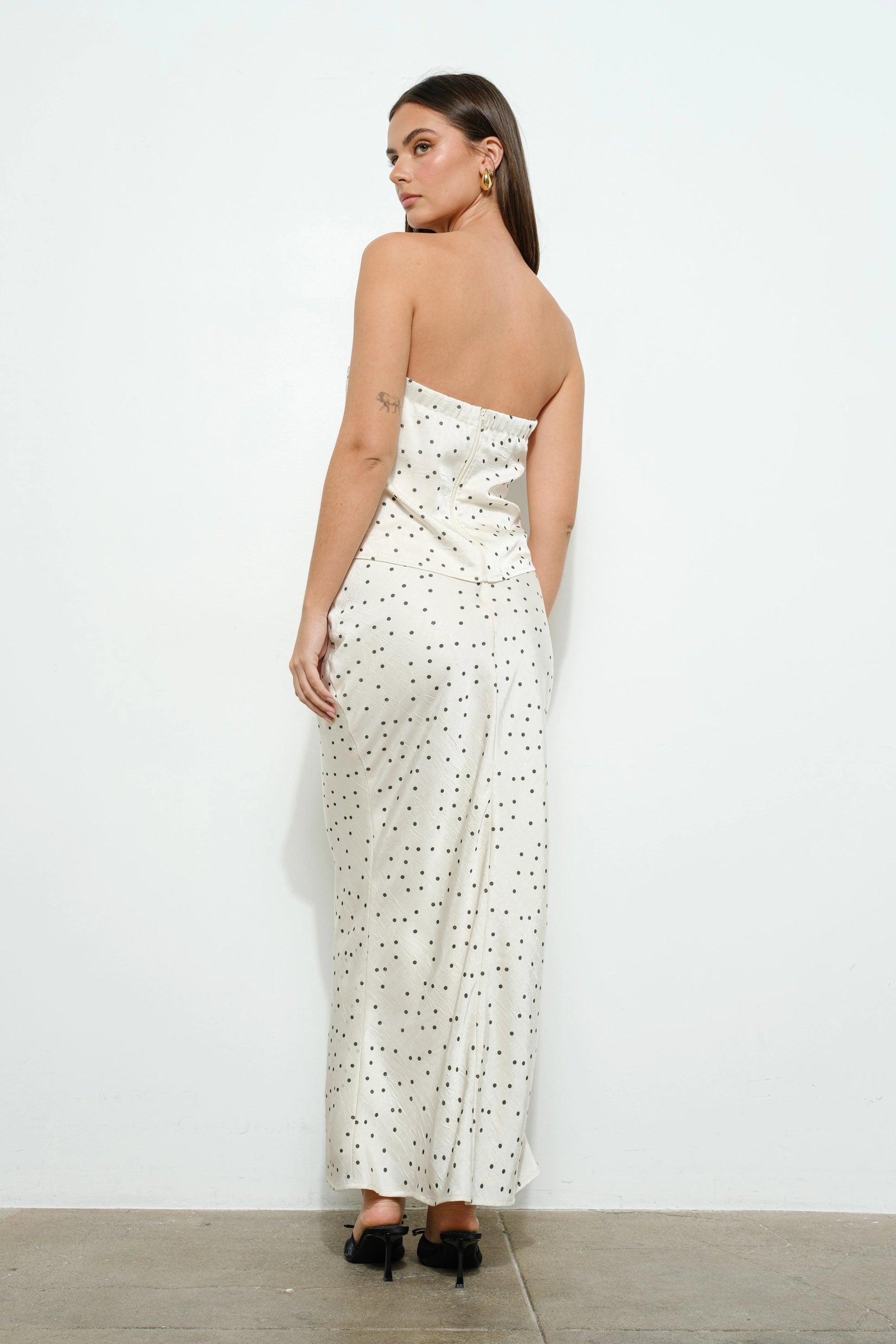 Polkadot Print Strapless Top