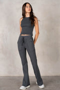 Flatlock Stitched Cotton Span Jersey Flare Pants