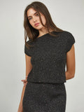 Glitter Ribbed Knit Sleeveless Crop Top