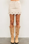 Embroidered Hem A Line Skirt