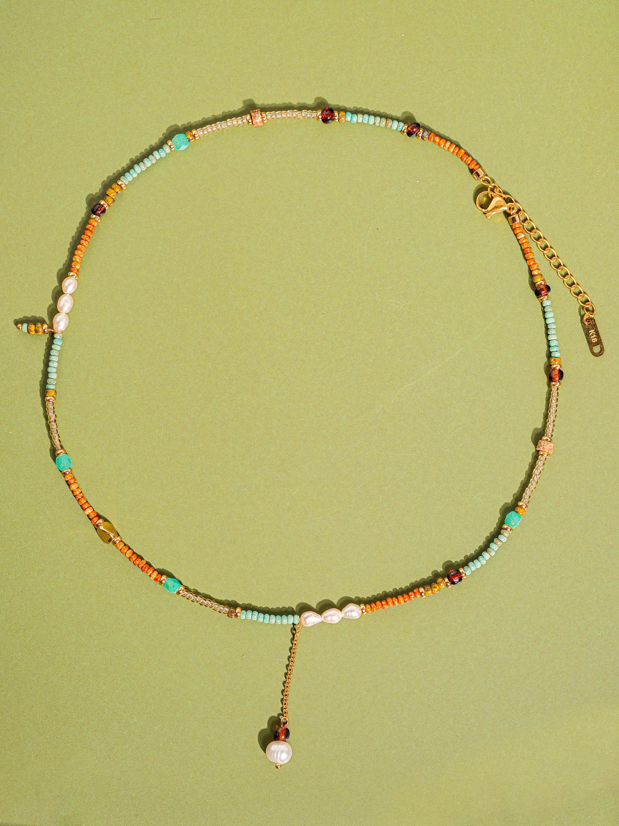 18K Gold Handmade Bohemian Beaded Stack Necklace Sapphira
