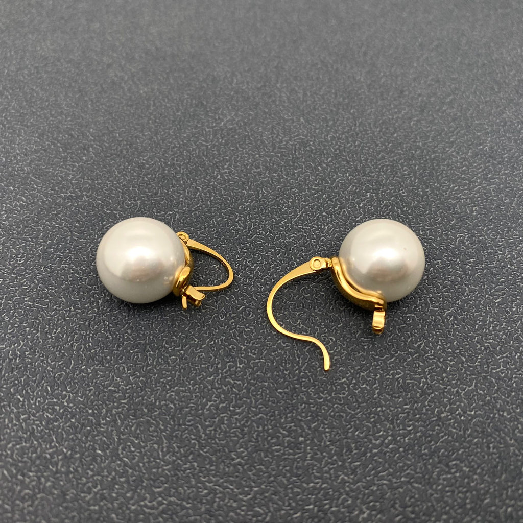 Pearl Charm18K Gold Plated Stainless Steel Hoop