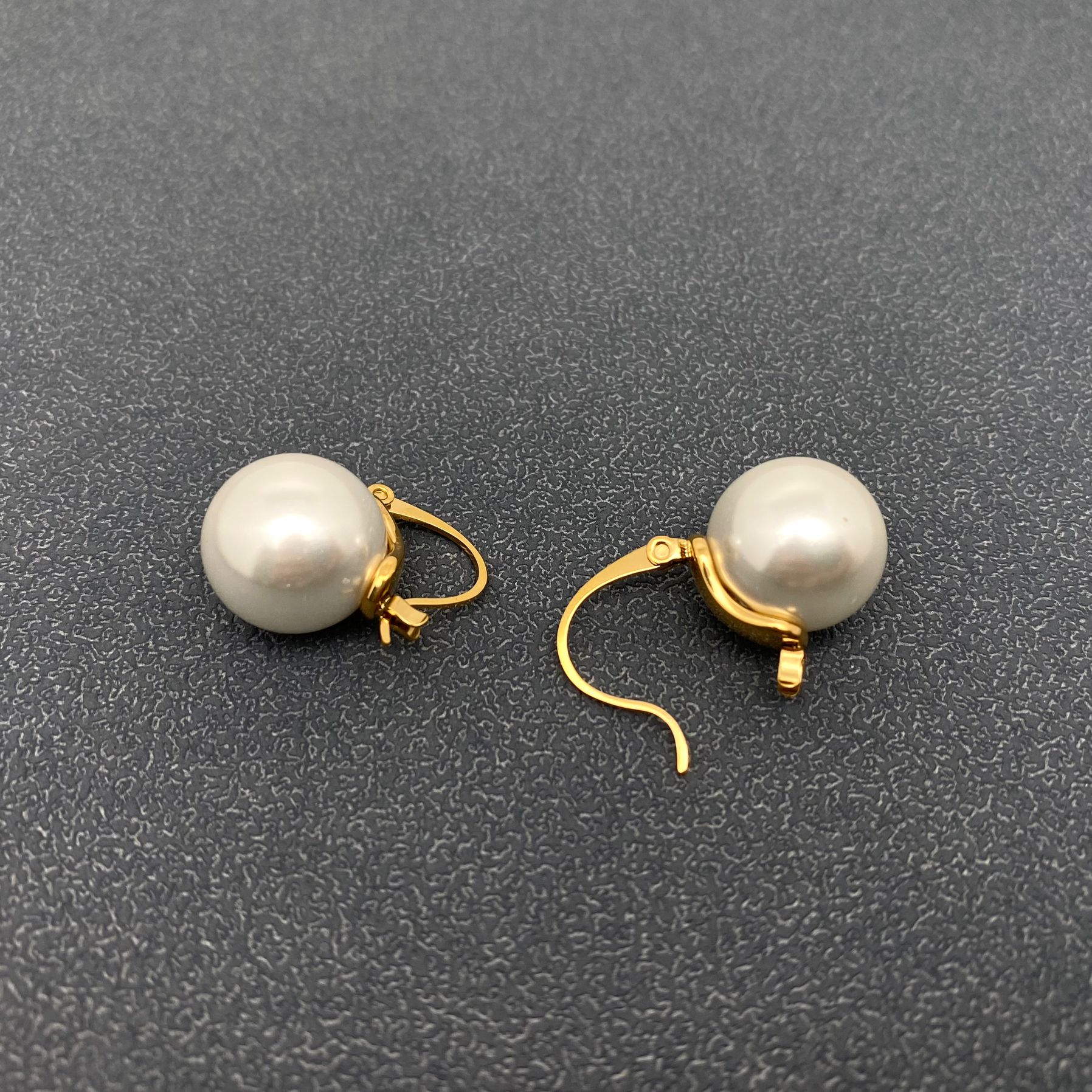 Pearl Charm18K Gold Plated Stainless Steel Hoop