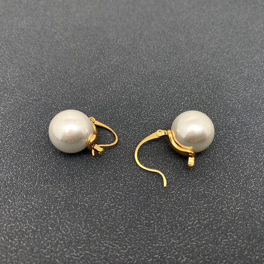 Pearl Charm18K Gold Plated Stainless Steel Hoop