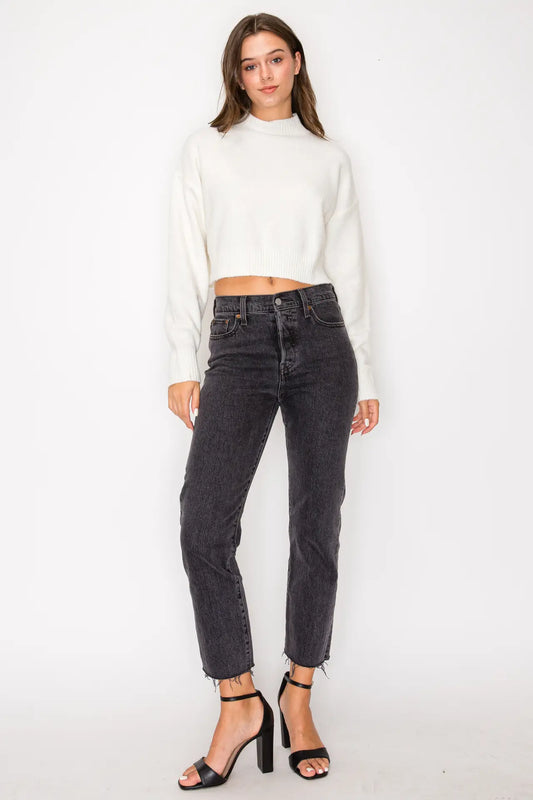 Embellished Mock Neck Sweater