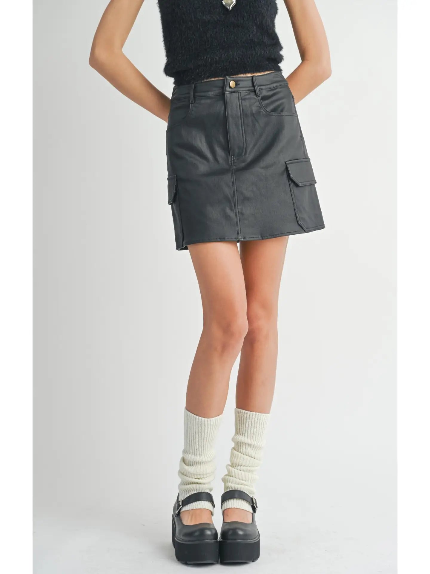 Sadie & Sage Girl On Top Coated Mini Skirt