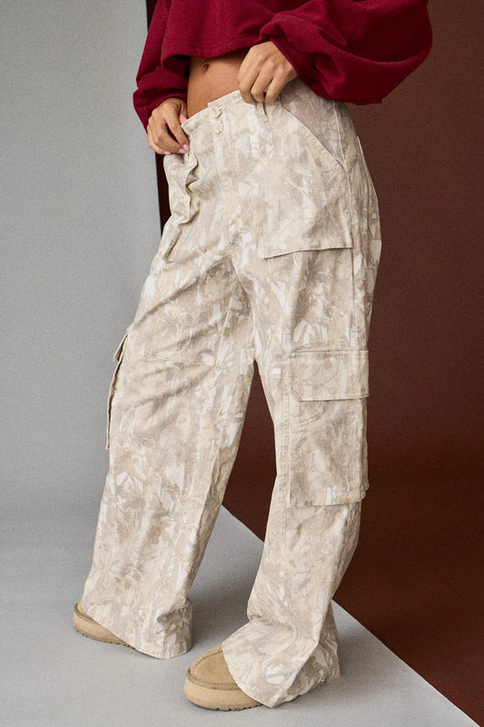 Nature Camo Print Wide Leg Pants
