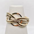 Multi-Layer Geometric Ring Charm Leather Bracelet
