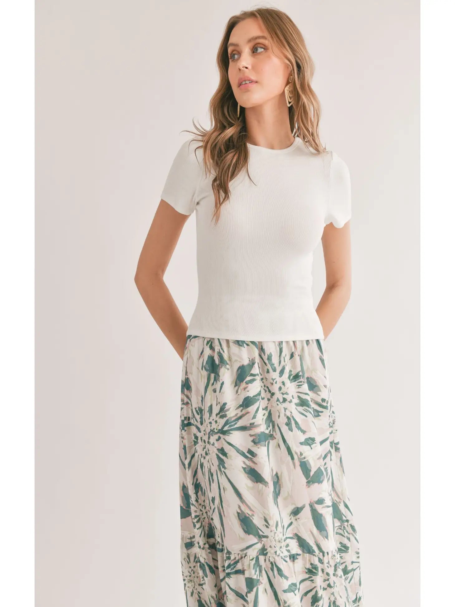 Sadie & Sage Marshmallow Fitted Crop Tee
