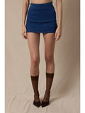 Casual Denim Side Zipper A-Line Mini Skort