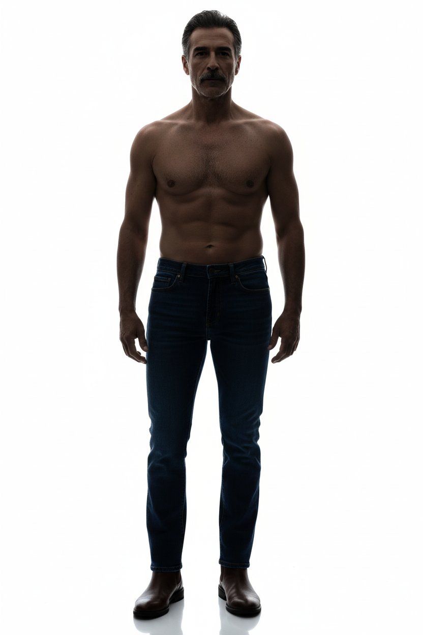 [AI-GEN] [Unknown Prompt] - Waist-up studio shot of a mature male model, 50s+, Hispanic with a distinguished...