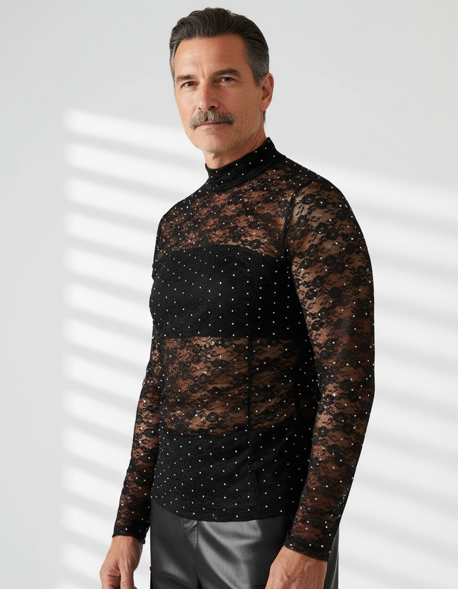 [AI-GEN] [Unknown Prompt] - Waist-up studio shot of a mature male model, 50s+, Hispanic with a distinguished...