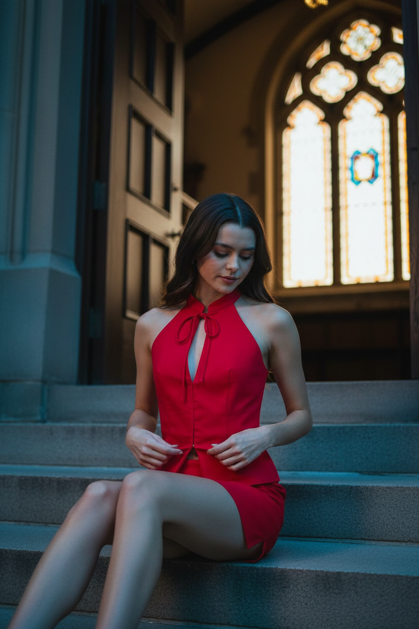 [AI-GEN] [Unknown Prompt] - In a high-ceilinged room of a gracious old home, Jessica sits by a tall window, ...