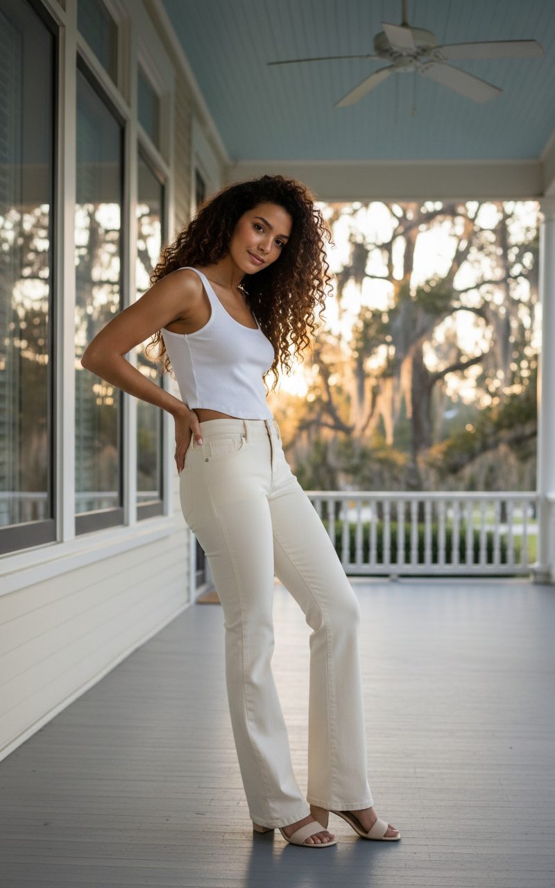 CAMERA & COMPOSITION:
🎬 CREATIVE SHOT "The Relaxed Lean":
📷 CAMERA: Eye-level, slight angle
🧍 POS